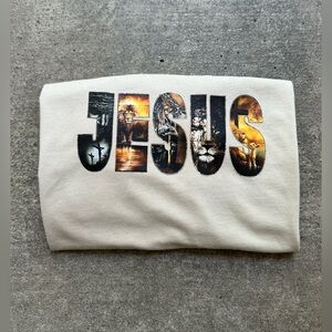 Sand Jesus faith oversize shirt unisex casual vintage style gift loose cotton